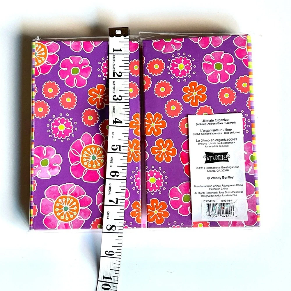 Retro Floral Organizer Address Book To Do Lists Book Purple Pink Orange